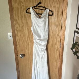 Lulu’s white satin maxi dress